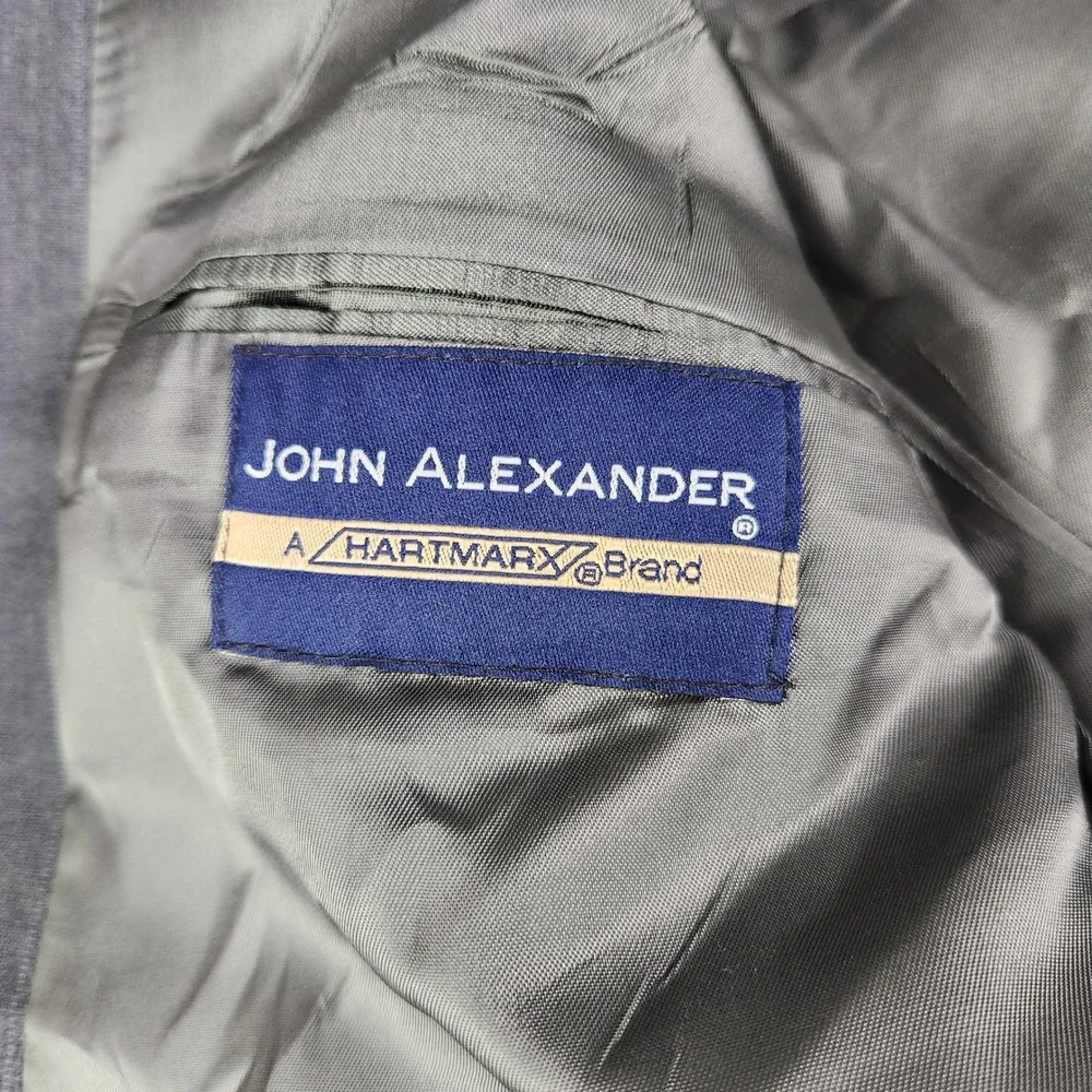 John Alexander Suit‎ Mens 46R x 41W Gray Worsted Wool Pinstripe 2pc Blazer Pants